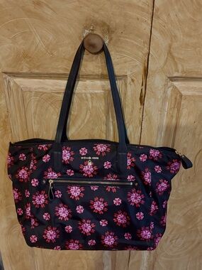 Michael Kors Pink Floral Pattern Nylon Travel Tote NWOT